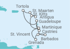 Reiseroute der Kreuzfahrt  15 Tage Ostkaribik mit Flug  - MSC Cruises