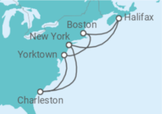 Reiseroute der Kreuzfahrt  American Heritage - Princess Cruises